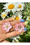 Pink Gold Floral Antiallergic Non-Tarnish Steel Epoxy Earrings - 2