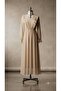 Beige Tulle Dress with Lining, Suitable for Wearing with Islamic Clothing, Gipe Detailed Drawstring Sleeves - 2