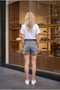 Anthracite 40 cm Snow Washed Reverse Cuff High Waist Lycra Women's Shorts Jeans New - 4