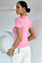 Pink Women's Blouse with Buckle Side Tie - 4