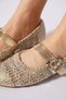 Hesonle Belt Scarf Straw Women's Ballerina Gold - 3