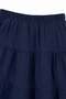1032 Women's Muslin Fabric Layered Elastic Waist Maxi Skirt Navy Blue - 3