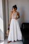 1032 Women's Muslin Fabric Layered Elastic Waist Maxi Skirt White