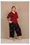 Burgundy Floral Capri Plus Size Pajamas - 2