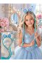 Cute Cinnamoroll Fancy Mesh Pendant Hairpiece Crown Scepter Set Blue Princess Birthday Crown