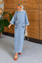 Women's Beaded and Embroidered Hijab Denim Dress