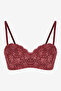 Women Lotus Lace Bordeaux Strapless Wired Bra