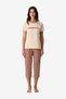 Women Buongiorno Short Sleeve Capri Pastel Beige Pyjama Set - 3