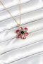 Pink Flower Model Women's Necklace with 316L Steel Chain