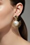 Gold Color Pearl Dangle Sun Earrings (4.5 cm)