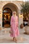 Cotton Lined Belted Shawl Detailed Skirt Suit Pink
