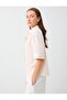 Light Pink Shirt with Collar and Three-Quarter Sleeves, Striped Shirt - 4