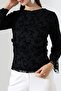 Women's Flocked Tulle Lined Draped Blouse - 4