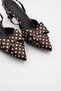 Women's Polka Dot Heeled Shoes with Bow Detail and Pointed Toe Stiletto - 3