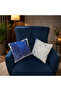 Blue and White Sequined Shiny Cushion Cover, Pack of 2