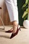 Two-Buckle Hazelnut Heel Women's Shoes 4 cm Patent Leather Burgundy