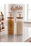 Set of 2 1.3 Lt Vacuum Glass Food Storage Containers with Deer-Style Lids - In-Cabinet Organizer, Legume Storage Box