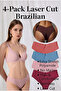 V Shape Premium Brazilian Seamless Slip Panties, Vibrant Colors, 4-Pack