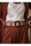 Geometric Buckle Straw Women's Belt - 2