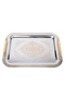 صينية شاي وقهوة من الفولاذ المقاوم للصدأ موديل فاخر بنمط ذهبي 34.5 × 24.5 سم - 2