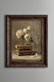 Books, Vase and Rose Still Life – Vintage Patterned Painting – Thick Model