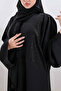 عباية كريب ناعم بتطريز اسود على الجوانب - 3