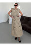 Beige Buttoned Design Crop Vest Skirt Set - 2Y23231 - 2
