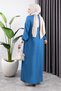 Half Buttoned Viscose Dress Indigo - 4