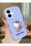 iPhone 16 Plus Compatible Case with Camera Protector Blue Silicone Couple Phone Case Kitty Pattern