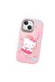 iPhone 13 Mini Compatible Case Camera Protector Pink Silicone Couple Phone Case with Kitty Pattern - 3