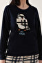 Cute Penguins Navy Blue Women's Long Sleeve Pajamas Set - 4