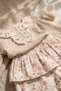 Girl's Mia Flora Waffle Knit Blouse and Floral Layered Shorts Skirt Combination - 3-Piece Set with Bandana - Beige - 5