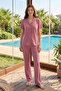 Women's Plaid Short Sleeve Milan Fabric Pajama Set 50101-129 Powder04 - 4