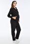Pregnant Women's Cotton Zippered Maternity Tracksuit Set Black-26203 - 2