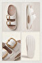 Evaclip Comfort Women's Double Buckle Thick Sole Women's White Camel Slippers - Double Layer Lightweight and O - 8