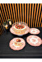Porser Velour Maroon Fulya Footed Presentation Set 8-Piece Porcelain Cake Presentation Set