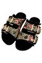 Women's Vegan Orange Slippers - Ethnic Floral Design