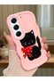 Tecno Camon 40 Pro 5g Compatible Case Camera Protector Pink Silicone Couple Phone Case Cat Pattern