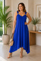 Women's Ring Strap V-Neck Asymmetrical Cut Plus Size Maxi Dress – Comfortable Fit Summer Dress - 3