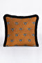 Bee Patterned Luxury Velvet Fringed Pillowcase-Nature Themed Bohemian Mustard Black Tassel Throw Pillow Cover - 7