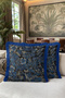 Tropical Floral Leaf Fringe Pillowcase - Botanical Cobalt Blue Navy Blue Tassel Throw Pillow Cover