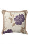 Floral Patterned Elegant Rose Fringed Pillowcase-Romantic Floral Cream Purple Mink Tassel Throw Pillow Cover - 2