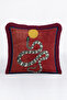 Exotic Snake Figured Fringed Pillowcase - Ethnic Bohemian Black Burgundy Tassel Throw Pillow Cover - 5