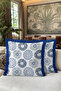 Blue Floral Pattern Stylish Ethnic Fringed Pillow Cover - Elegant Floral Navy Blue Tassel Throw Pillow Cover - 7