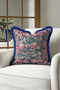 Exotic Tiger and Flower Garden Fringe Pillowcase - Ethnic Jungle Navy Blue Tassel Throw Pillow Cover - 5