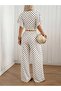 Women's Polka Dot Two-Piece Set Crop Blouse Wide-Leg Pants - 5