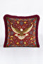 New Year's Eagle Happy Holidays Fringed Pillowcase - Nostalgic Christmas Burgundy Tasseled Throw Pillow Cover - 6