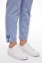 Women's Indigo Summer High-Waisted Pants with Embroidered Cuffs and Pockets 42-48 - 3