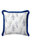 Blue Floral Botanical Elegant Fringed Pillowcase - Floral Garden Navy Blue Tassel Throw Pillow Cover - 7