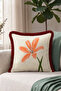 Floral Patterned Elegant Botanical Fringe Pillowcase-Artistic Floral Cream Burgundy Tassel Throw Pillow Cover - 3